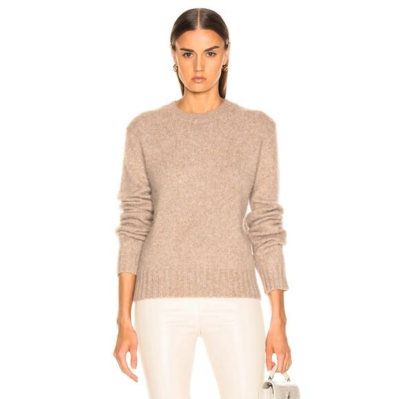 Helmut Lang Womens Camel Melange Wool Blend Brushed Crew Neck Sweater Large - Picture 1 of 8
